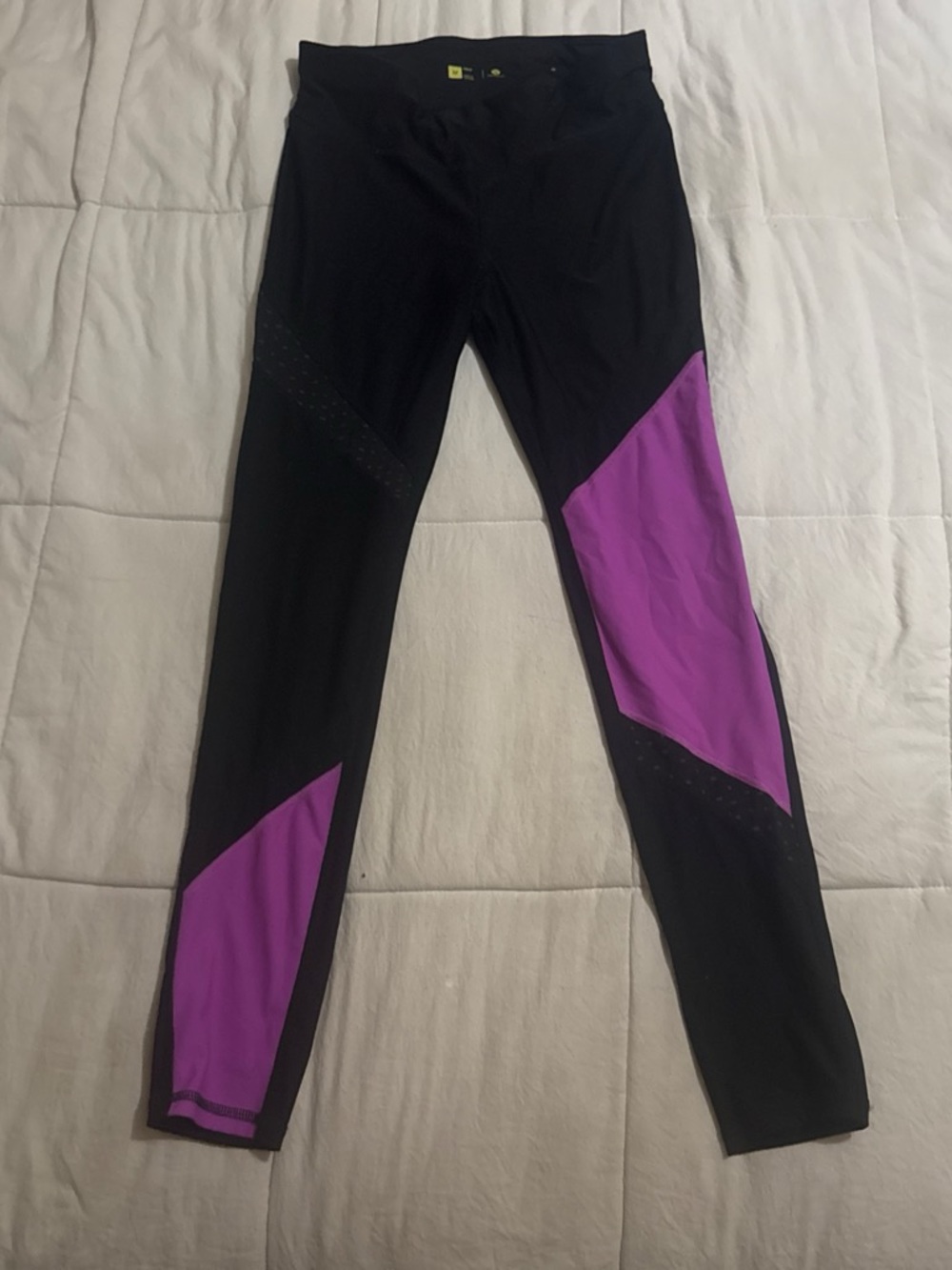 Xersion Black Leggings with Purple Panels